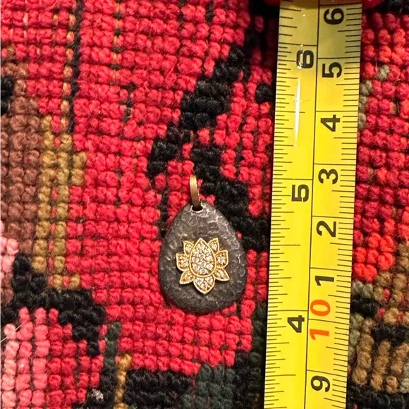 Diamond lotus pendant sterling and 18k gold